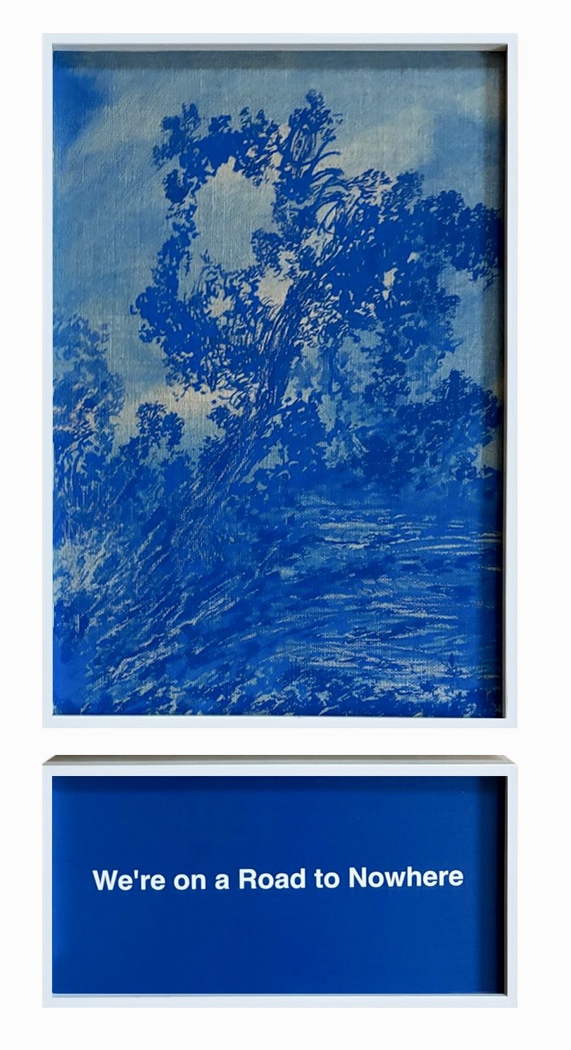 #1 Caneta acrílica sobre tela de linho colada em cartão e impressão digital - 40 x 21 - 2025